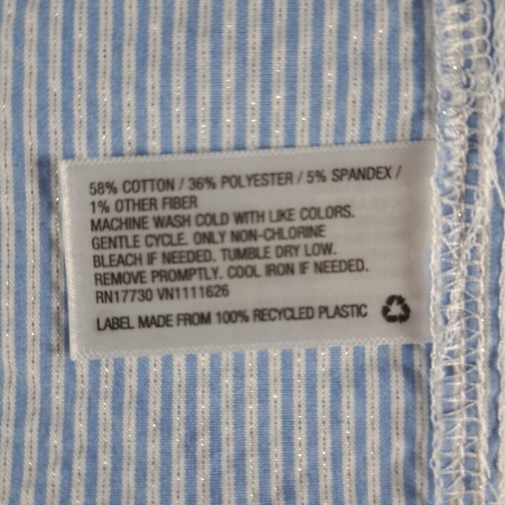 Ava & Viv Long Sleeve Shirt Womens 1X Blue White Striped Button Up Top Coastal - Picture 14 of 14